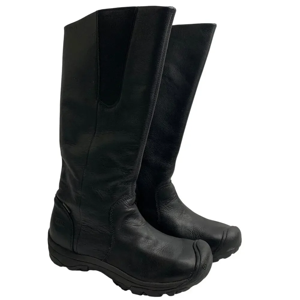 KEEN Silverton Womens 9.5 Black Waterproof Leather Upper Zip Up Boots Winter